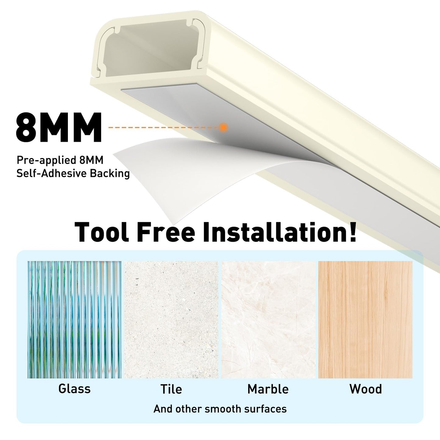 Delamu Beige Cord Hider, 62.8in Beige Cable Hider, Cord Covers for Wires on Wall, Wire Hider Wire Covers for 2-3 Cords for TV on Wall, Easier Setup Cable Cover Management, 4X L15.7 W0.94 H0.47in