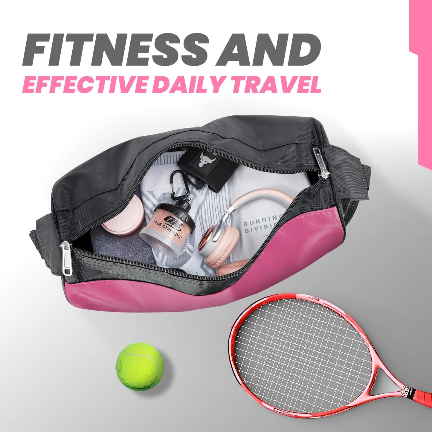C&F BOGMOST Small Travel Duffel Bag Foldable Waterproof Gym Bag for Gym Beach Swim Bag Men Women Duffle Bag Lightweight Oxford Cloth Sports Bag-Pink