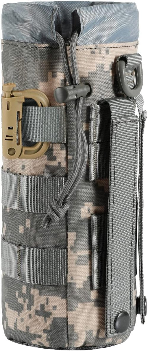 FRTKK Tactical MOLLE Water Bottle Pouch - Drawstring Open Top & Mesh Bottom | Military Hydration Carrier
