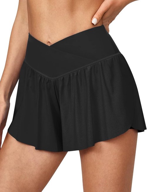 IUGA High Waisted Athletic Shorts - Flowy Crossover Skorts for Women | Perfect for Workout & Running
