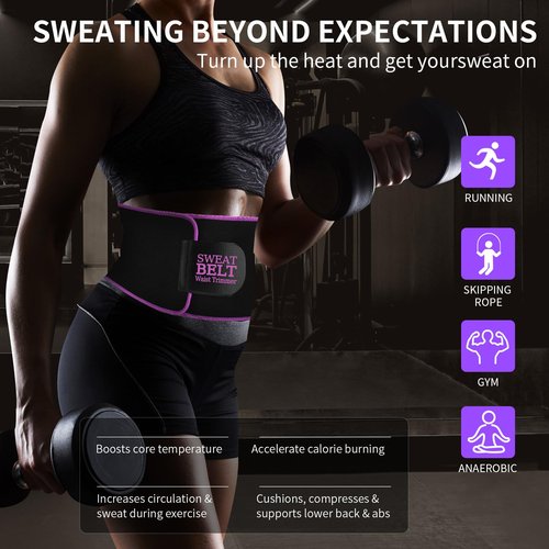 LKV Waist Trainer for Women - Sweat Band for Women Belly Fat - Neoprene Sweat Waist Trainer - Sweat Belt Slimming Body Shaper - Purple
