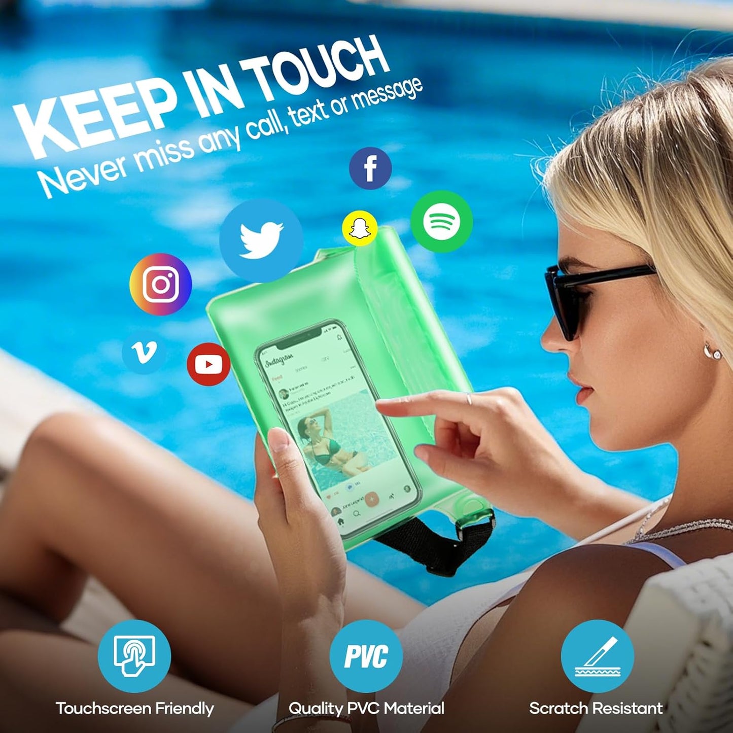 Skiennix Waterproof Beach Bag - Versatile Pouch for Phone & Passport | Ideal for Travel & Water Sports