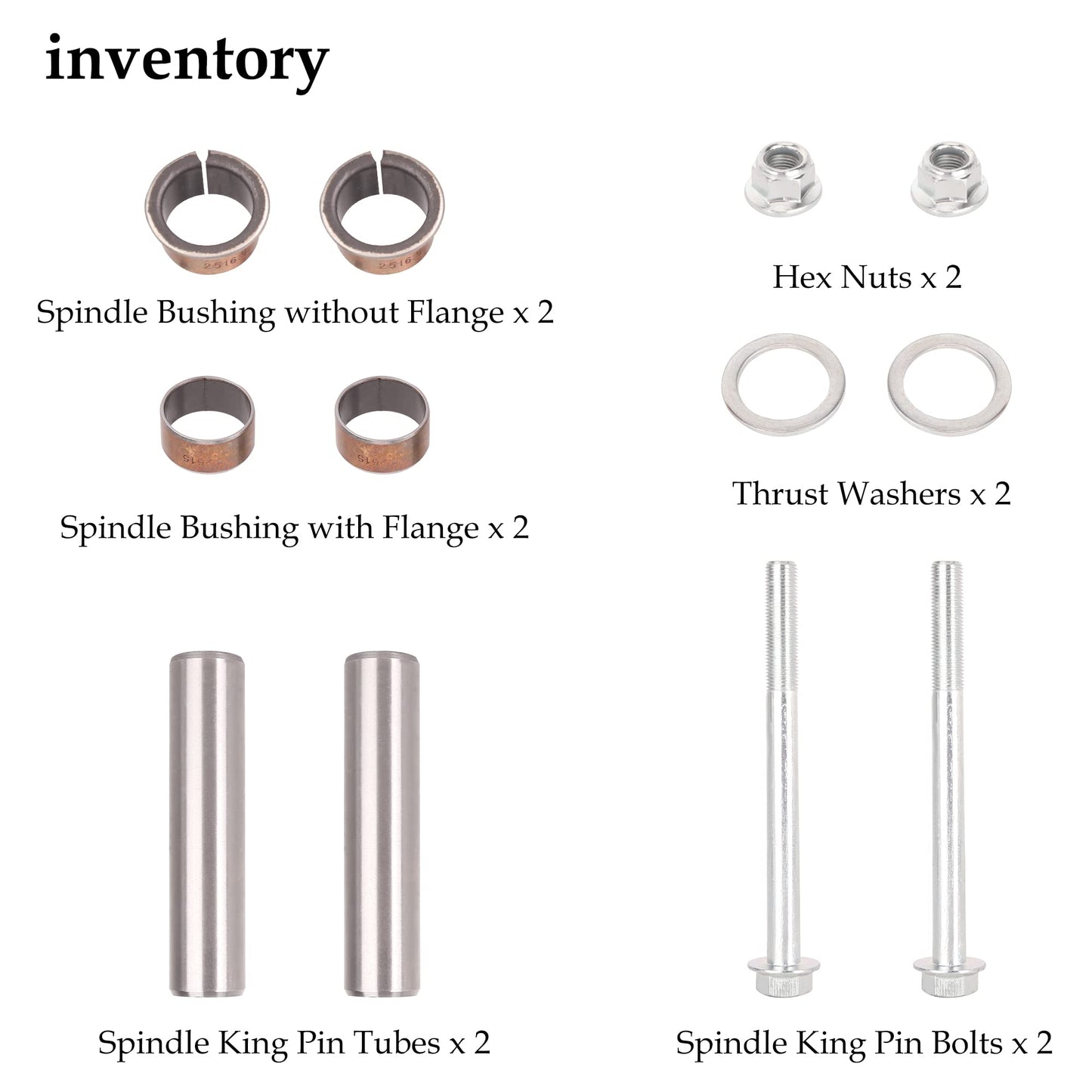 10L0L Golf Cart Spindle Kingpin Bushings Kit for EZGO RXV 2008-up & 2FIVE 2010-2013 Electric, Replaces OEM# 614034 601707 632925 632926 620380