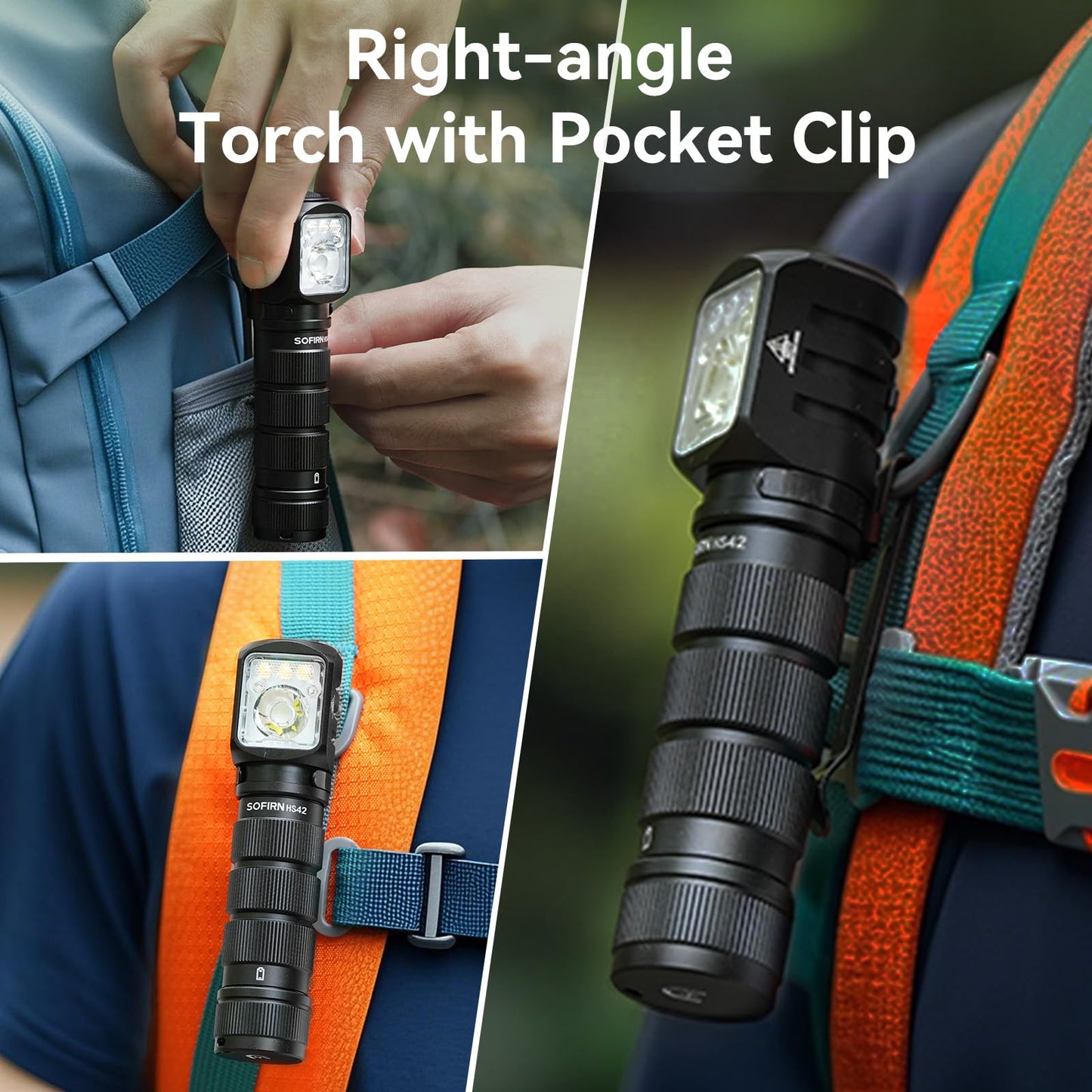 Headlamp Rechargeable with Red Light - Sofirn HS42 Headlamps Dual Clip, 2100 Lumens Head Lamp Super Bright, Led Right Angle Flashlight with Magnetic Base, Camping Head Light for Mechanic, Hunting