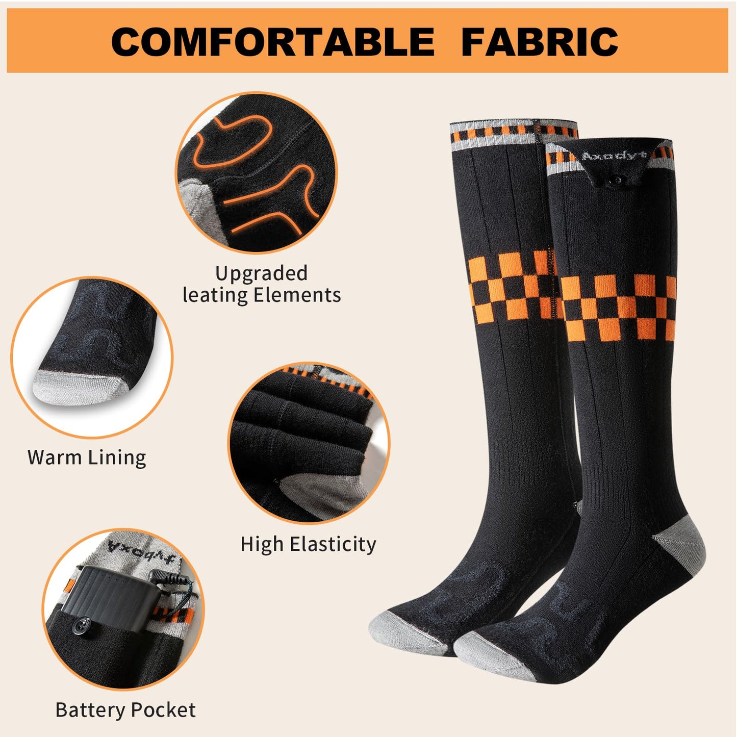 Heated Socks with App Control for Men Women, 8500mAh*2 Battery Rechargeable, Electric Socks with 4 Heating Levels for Winter Warm, Skiing, Hunting, Camping, Hiking, Cycling, Outdoor