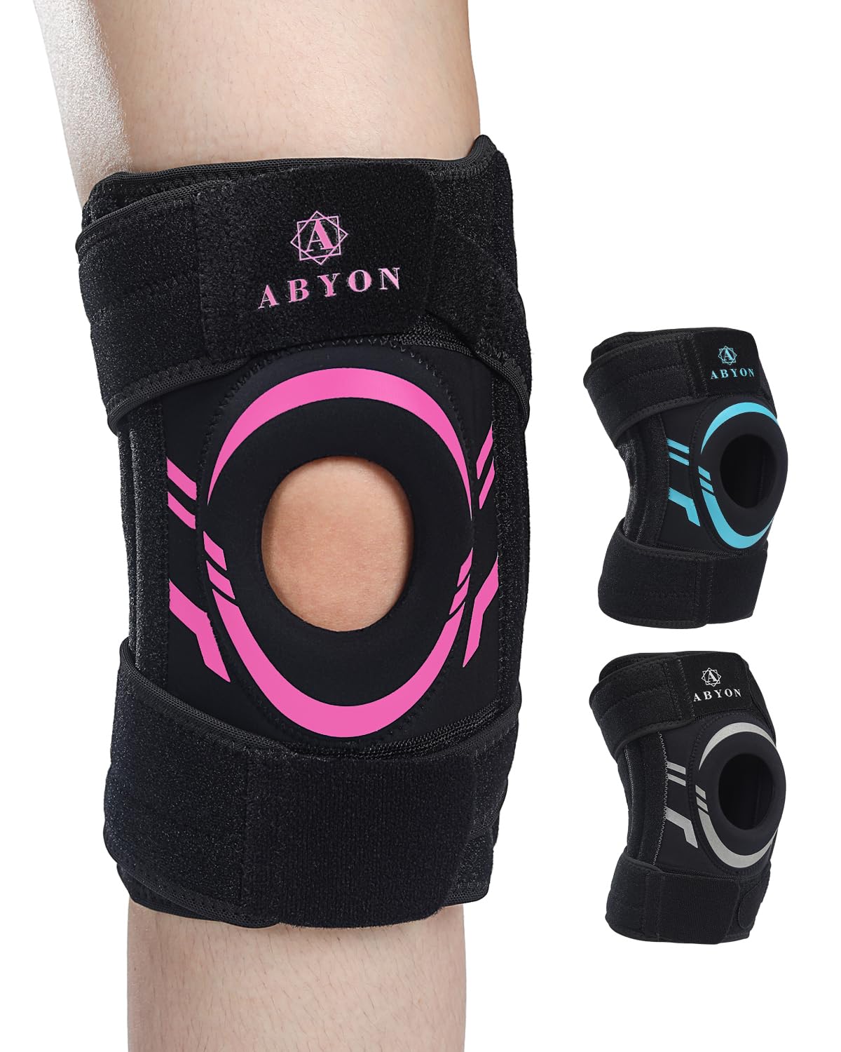 ABYON Knee Brace for Men & Women – Plus Size Adjustable Knee Support for Knee Pain, Meniscus Tear, Arthritis, Acl, Mcl.Neoprene Patella Stability Wrap with Side Spring Stabilizers for Pain Relief & Injury Recovery – See How to Size Video Before Ordering