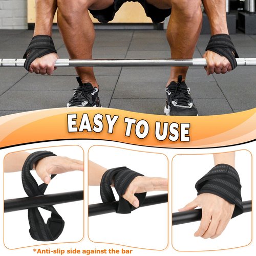 Easecos 2 Pcs Figure 8 Lifting Straps Heavy Duty Weight Lifting Wrist Straps, Padded Deadlift Straps for Gym Deadlift, Powerlifting, Cross Training, Barbell Row, Pull-ups Gym Fitness Strap (Black, Large)
