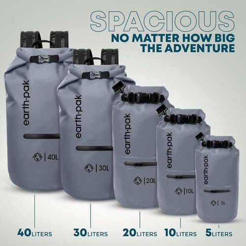 Earth Pak Waterproof Dry Bag - Zippered Pocket Keeps Gear Dry | Durable Backpack Design