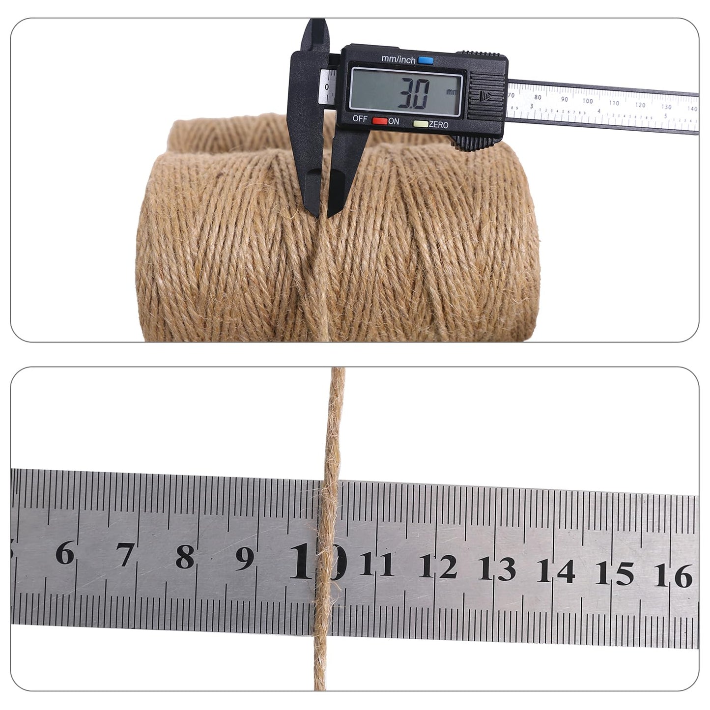 Natural Jute Twine 656ft 3mm,3Ply Twisted Thick Twine Rope Strong Jute String Roll for Crafts Gift Wrapping Gardening Home Decor Bundling Cat Scratching Post