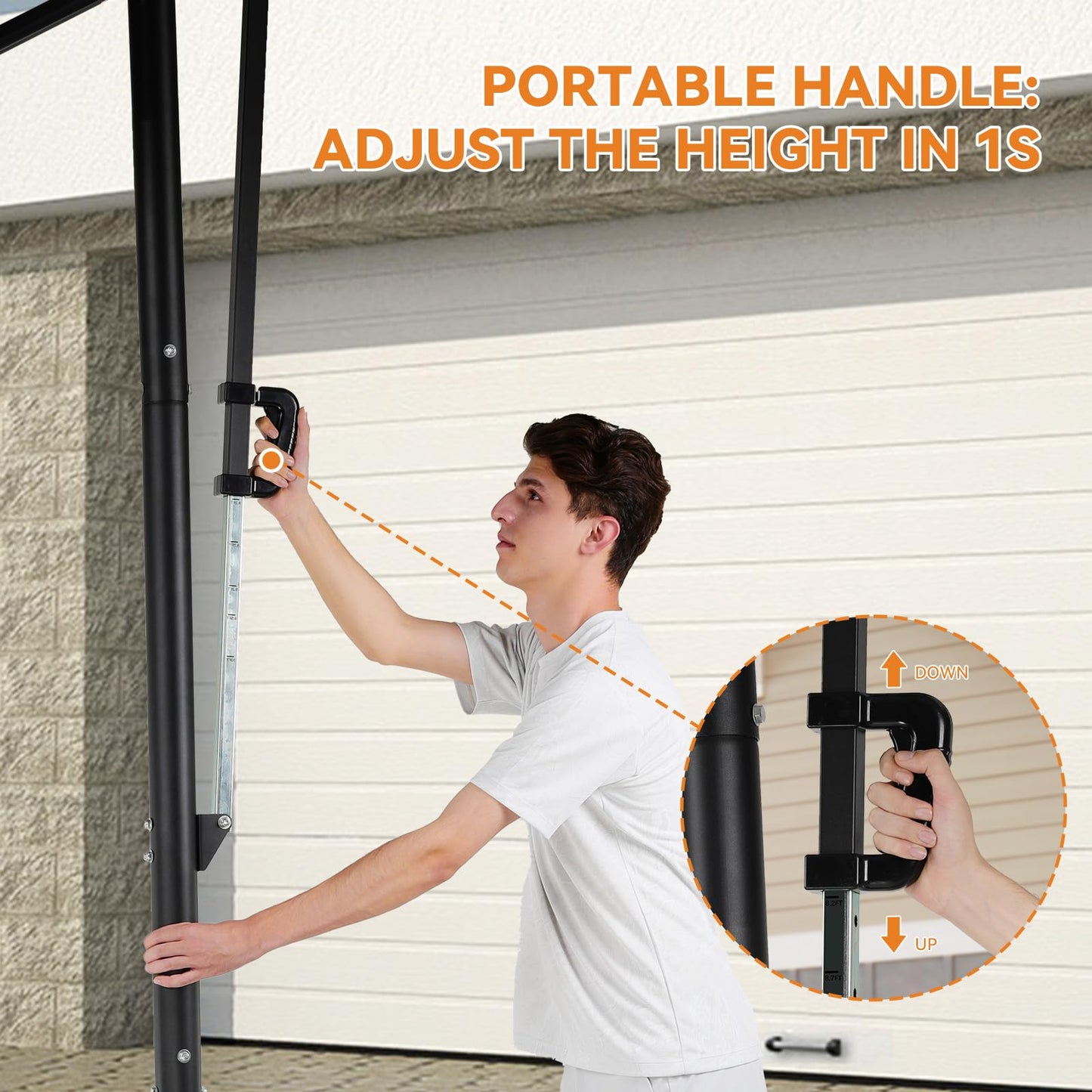 GORISE Basketball Hoop Outdoor, 7.7-10ft Height Adjustable, Portable Basketball Hoop & Goal with Fillable Base & 2 Wheels, 44"×30" Backboard for Backyard/Driveway/Indoor, Large
