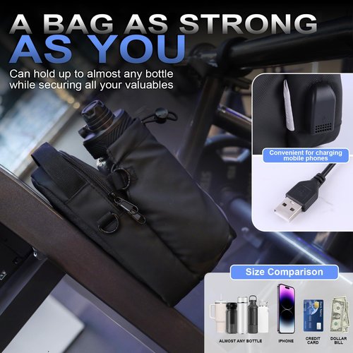Magnetic Gym Sling Bag for Men & Women | Waterproof Travel Bag with Bottle Holder, USB Port, Adjustable Strap & Phone Pocket (MAX 50oz / 1.5L Bottle)