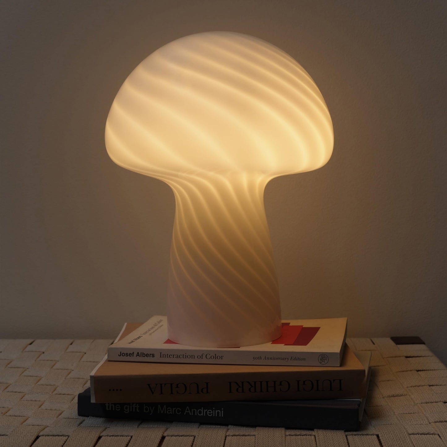 Brightech Mushroom Table Lamp 12.75" - Elegant Modern Glass Lamp for Bedside Tables, Nightstands, Desks, Bookshelves - Cozy Ambient Night Light with Warm White Lamp Living Rooms, Bedrooms - White