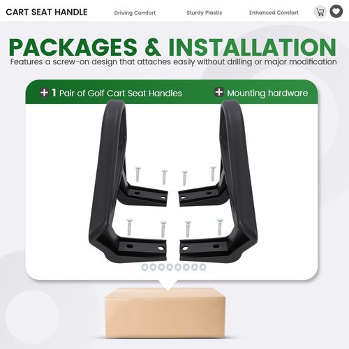 ECOTRIC Golf Cart Pair Seat Handle Compatible with 1994-Up EZGO TXT Gas or Electric Replacement for 71701-G01 71702-G01 Arm Rest Hip Restraints Left & Right Side Black Plastic