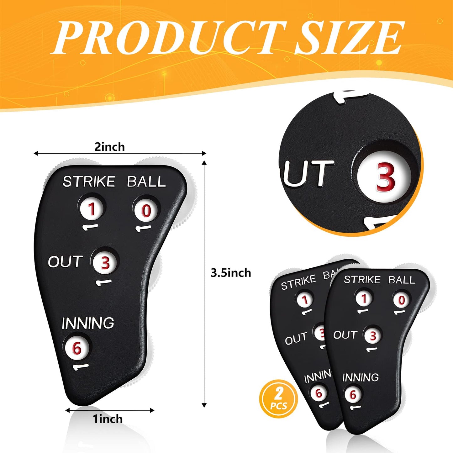 Deekin 2 Pcs 4 Wheel Baseball Umpire Clicker Black Indicator Gear Practical Baseball Counter Clicker for Scorekeeper Recording Outs Innings Balls Softball Referee Equipment (Black White)
