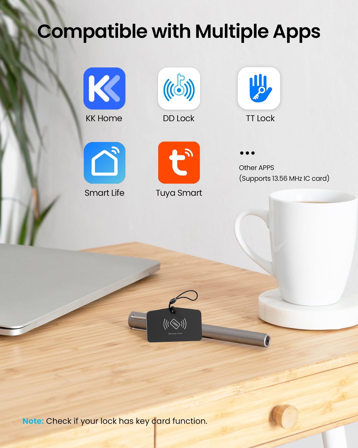 Veise VK01 IC Cards for Smart Lock, 13.56MHz RFID Cards Key Fobs for Keyless Entry Door Lock, Smart Deadbolt Key Compatible to Multiple Apps (3 Pack)