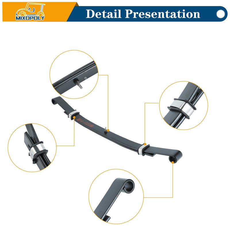 Mixopoly Golf Cart Front Leaf Spring Kit for Club Car Precedent 2004-2008 and Club Car DS 1981-2008, 2-Leaf Heavy Duty Leaf Spring, Replace OEM 103628801