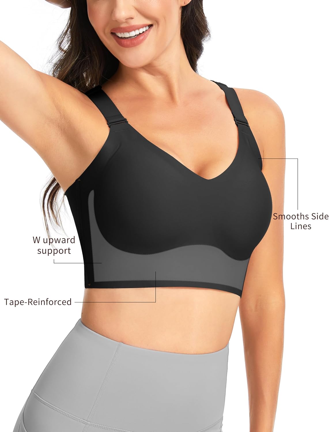 The Gym People Women's Wireless Push-Up Bralette - Comfortable Seamless Racerback Design