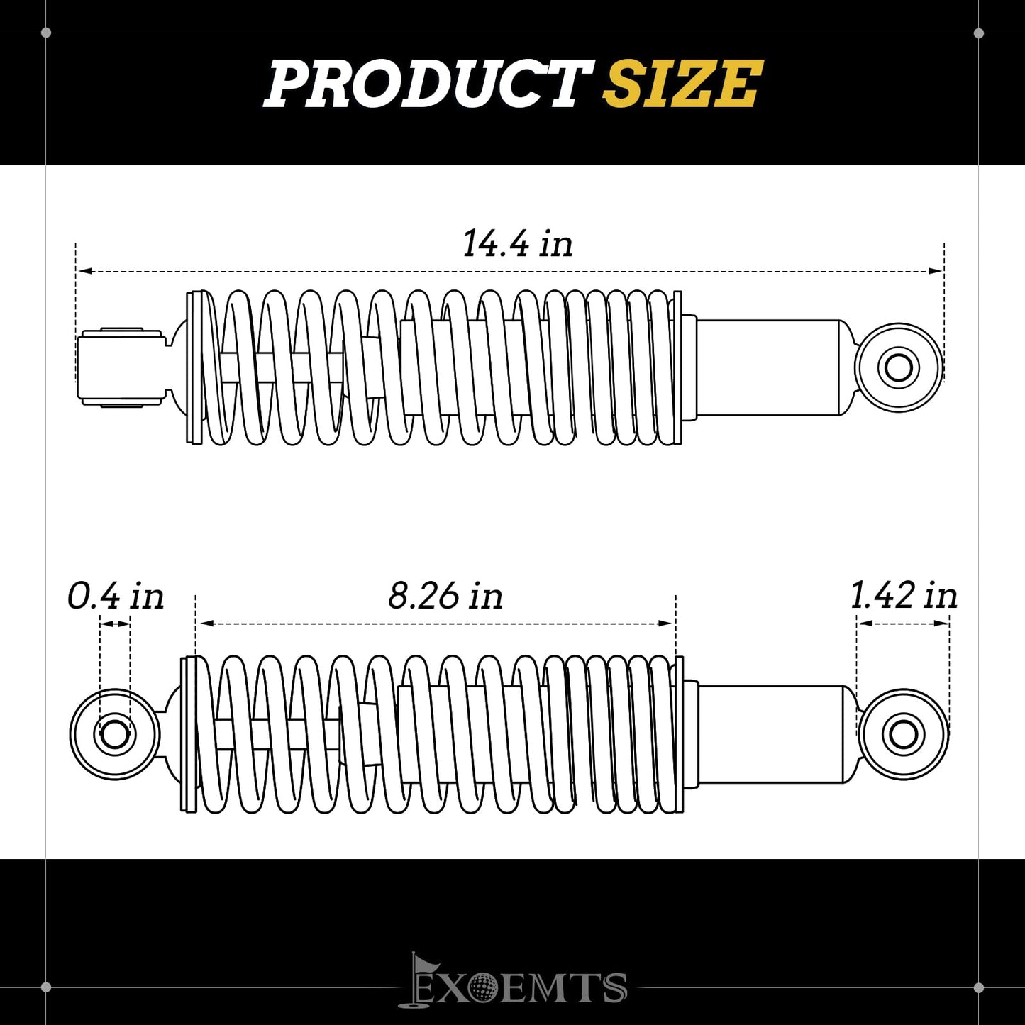 EXOEMTS Rear Shock Absorbers for Yamaha Golf Cart, Heavy Duty Golf Cart Rear Shocks with Springs, Fit G14 G16 G19 G20 G22 G29 Gas & Electric 1995-Up, Replace OEM JN4-F2210-00, JN3-F2210-00 (Red)
