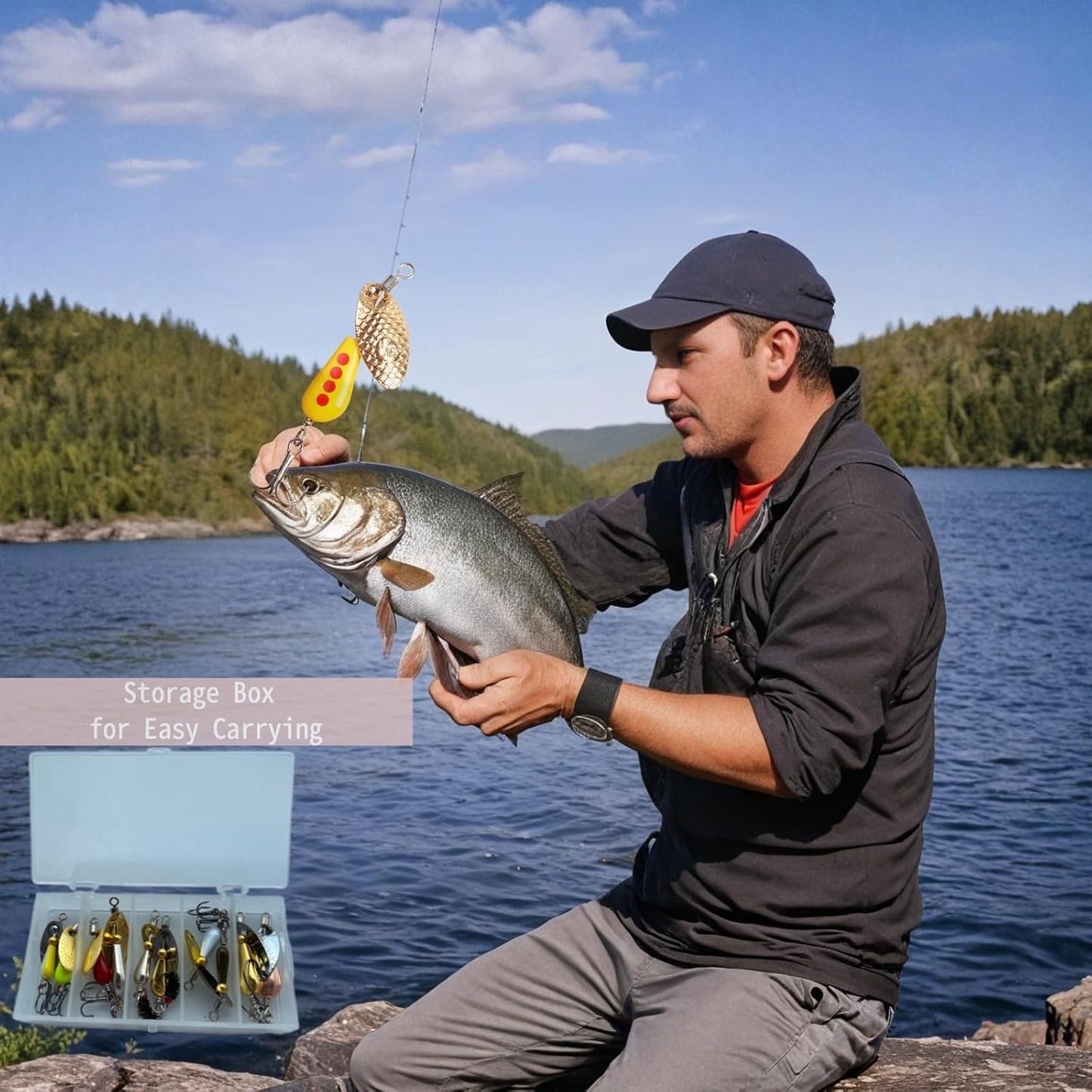 SHIAWASENA Fishing Spinners - 10pcs Inline Spinner Baits Kit with High-Reflective Flash for Trout, Salmon & Bass