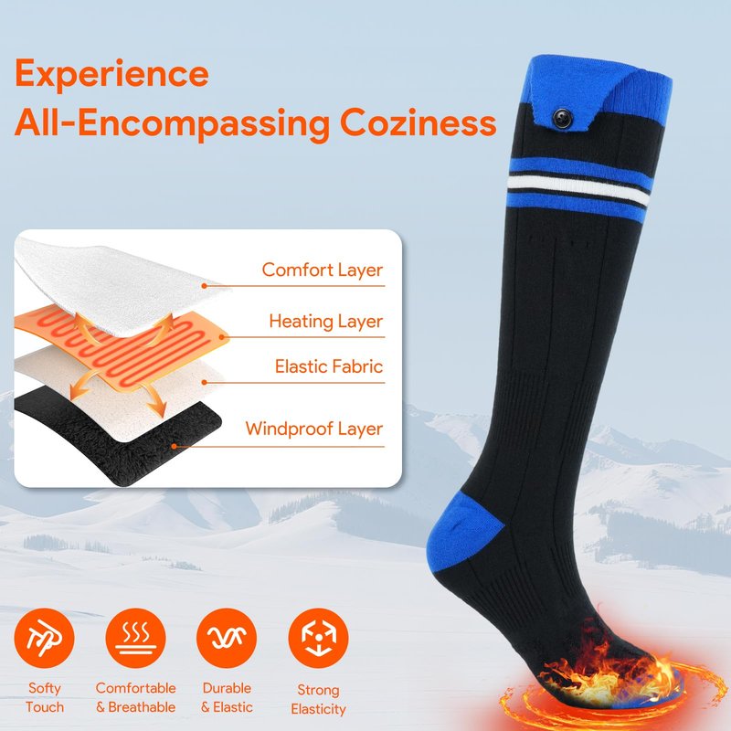 Minthouz Heated Socks for Men Women, 6000mAh*2 Battery Rechargeable Heating Electric Socks, APP Control Heated Sock, Gifts for Camping Fishing Cycling Skiing Skating Hiking Camping Outdoor Work