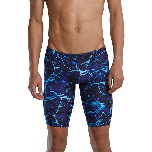 TYR Durafast Elite Swim Jammers for Men - Competition Swimwear with Championship Cut, Ultra-Durable Compressive Fabric - Jammer Briefs for Training, Racing, Recreation, Blue/Synapse