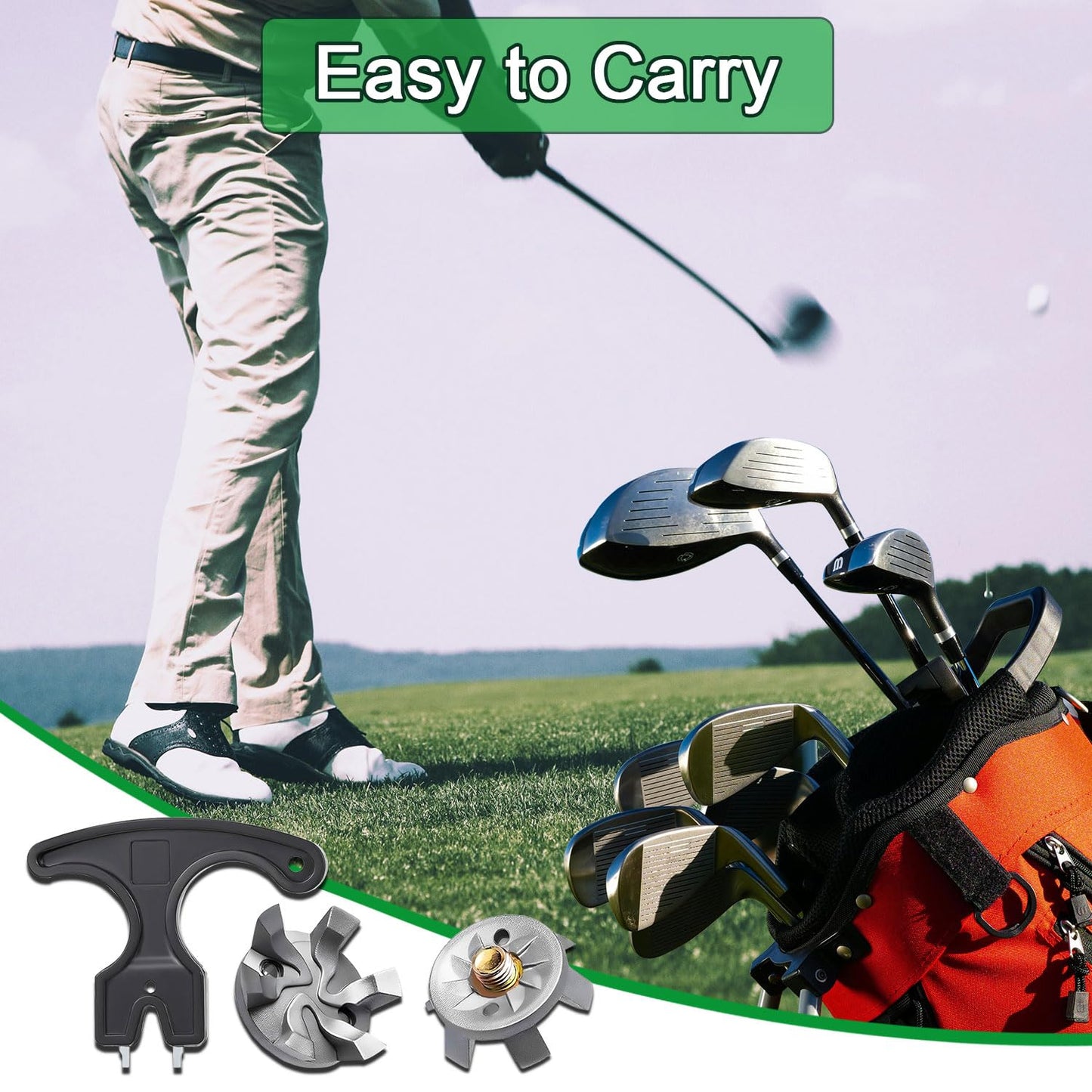 31 Pcs Golf Shoe Spikes Replacements Set Includes 30 Shoe Cleats Replacement & 1 Black Cleats Spanner Suitable for Use on Lawns or Golf Courses