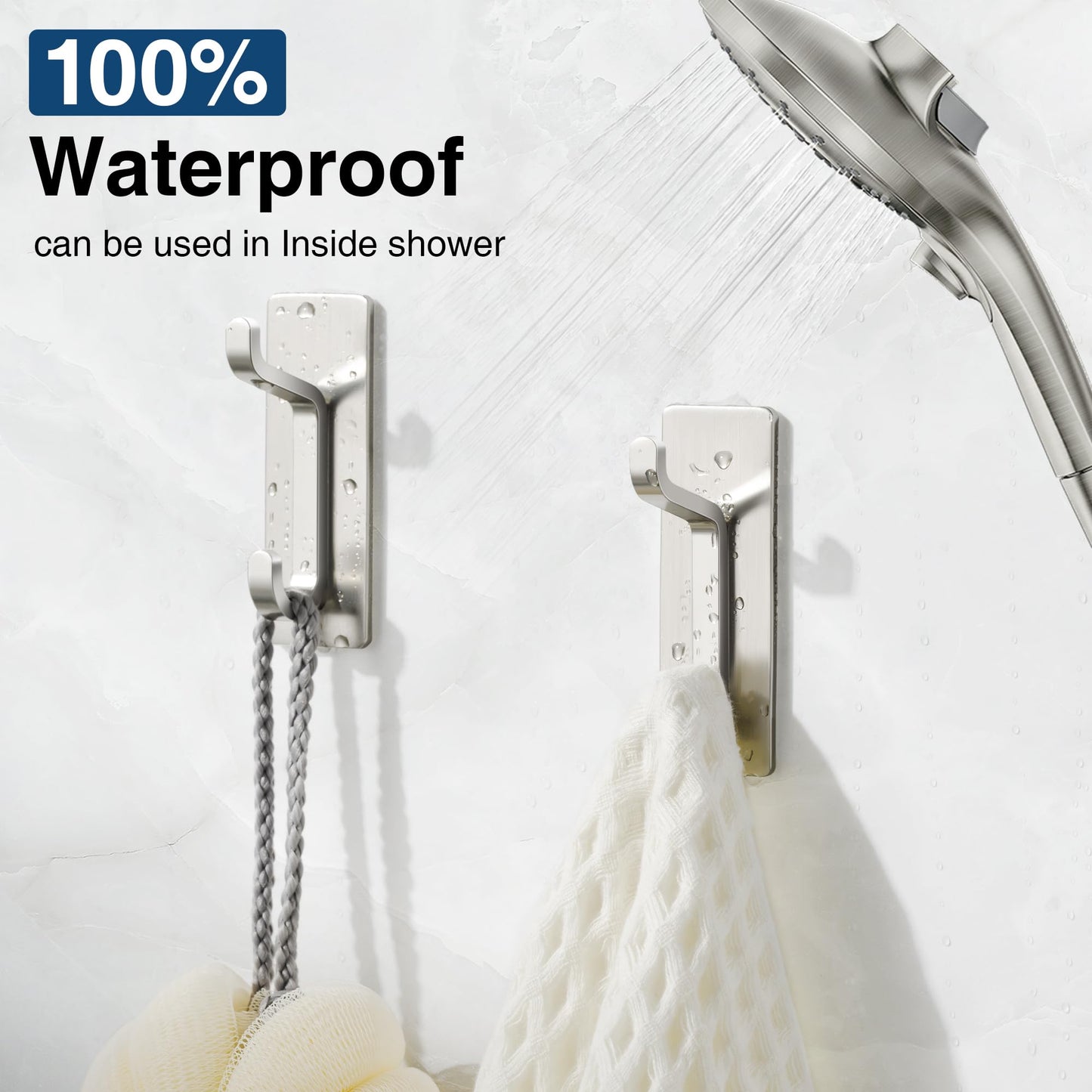 pickpiff Wall Hooks for Coat and Towel: 13LB Adhesive Door Hanger Stick on, Brushed Nickel