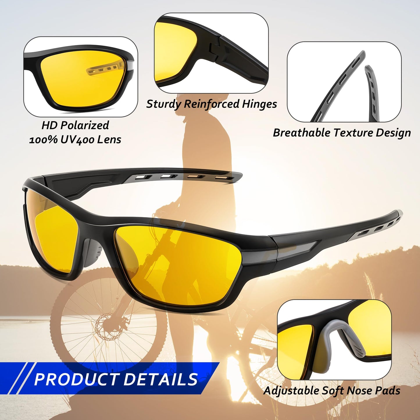 FEISEDY Polarized Sports Sunglasses for Men Women Youth Baseball Running Cycling Fishing TAC Glasses UV400 B0150