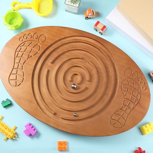 JellyArch Wooden Balance Board with Maze Wobble Board with 2 Beads Rocker Balance Disk for Leg Workout, Exercise Training, Physical Therapy, Bodyweight Fitness, Skiing, Surfing, Skateboarding