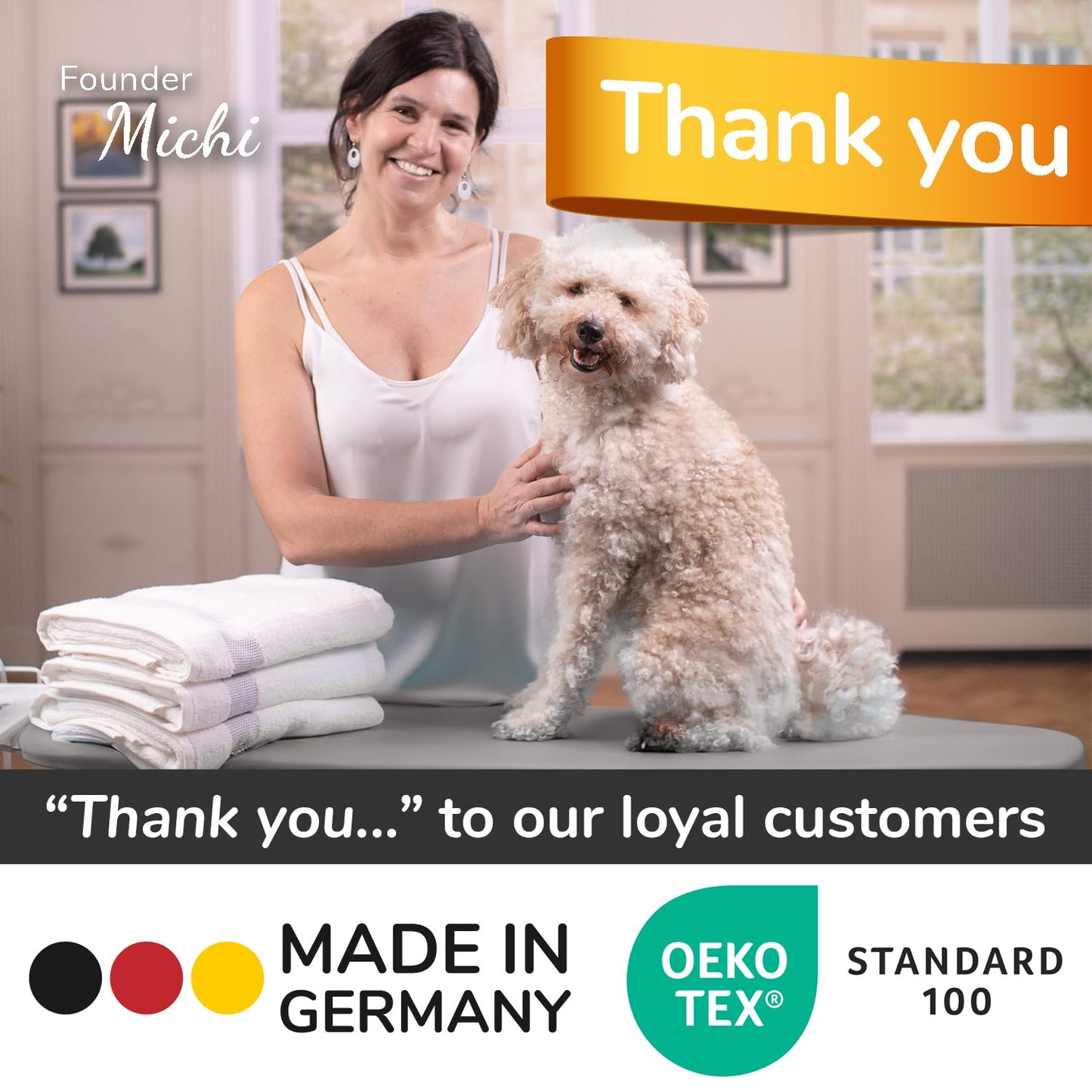 Super Soft Ironing Board Cover and Pad – 50% Faster Ironing with Heat Reflection Technology, Thick Natural Cotton, Heavy-Duty & Scorch Resistant – Made in Germany – 15x54 Standard Size