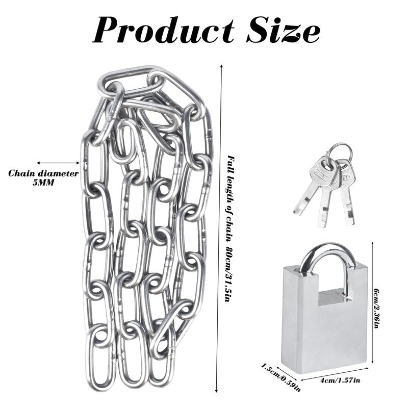 1 pcs Bike Chain Lock, Security Chain Lock, Premium Case-Hardened Safety Chain Bicycle Chain Lock for Bike Motorcycle Generator Gate Outdoor Furniture, Cannot Be Cut with Bolt Cutters & Hand Tool