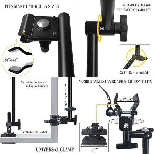 HOBVO Golf Umbrella - UPF 50+ Protection with Adjustable Clamp | Portable Manual Open & Close for Beach, Golf, Stroller, Patio