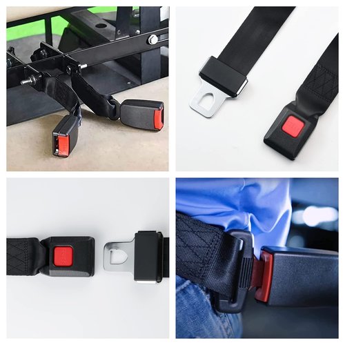 Bravokit Universal Seat Belt 2 Point Adjustable Belts Harness Kit for Go Kart, Club Golf Cart in Black (54-Inch with Installation Screws) (Set of 4)