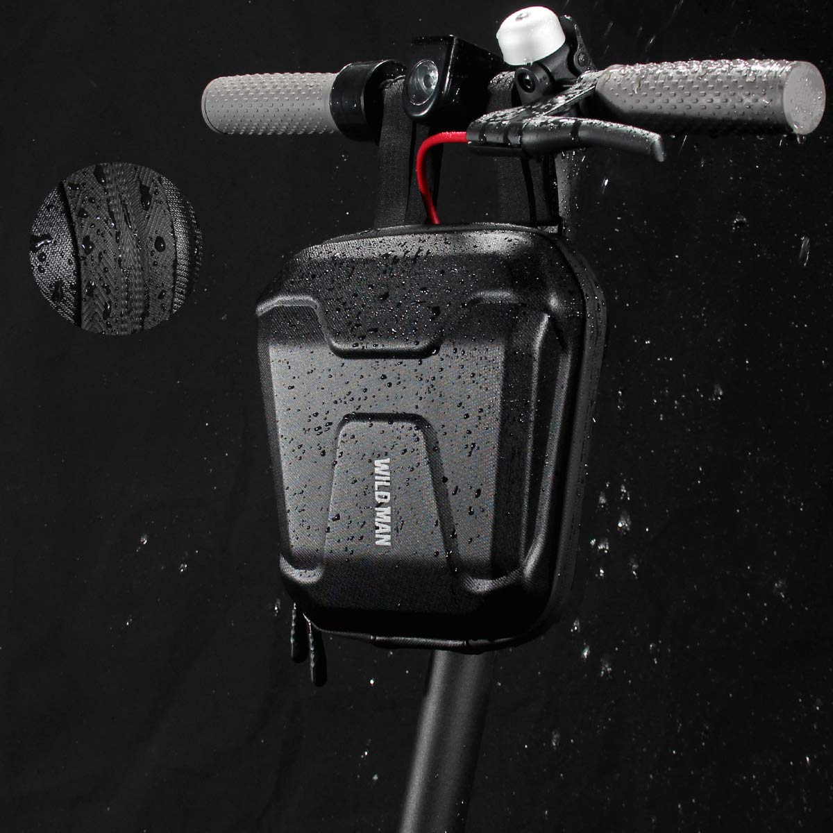 MOZOWO Scooter Storage Bag, Rainproof Electric Scooter Handlebar Bag, Hard Shell Front Bag Fit for Carrying Charger Tools, Repair Tools, 2.5L Large Capacity for Kick Scooters Folding Bikes