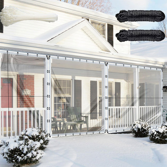 Clear Tarps Heavy Duty Waterproof, 6x10ft Upgraded Edge Heat Fused Tear Resistant,Clear Tarps with Grommetsfor Patio Fencing,Rain, Wind, Cold, Chicken Coops,and More（Windproof Rope and Tie-Downs）