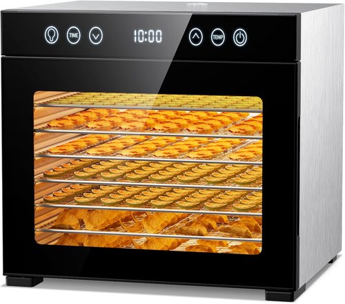 Food Dehydrator - Skiennix 650W Fruit Dryer Machine with 8 Stainless Steel Trays & Adjustable Timer