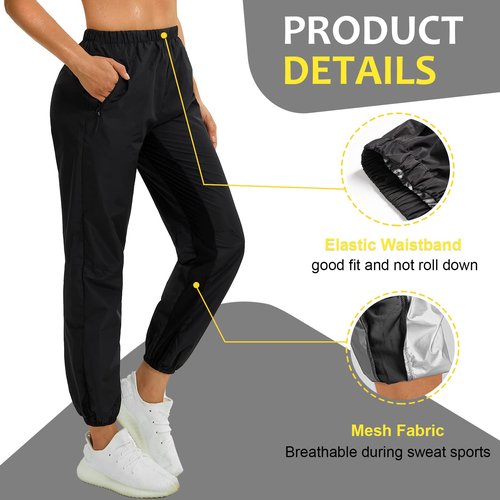 Junlan Sauna Suit for Women Sweat Sauna Pants Gym Workout Sweat Suits for Women (C.Black Pants Only,3X-Large)