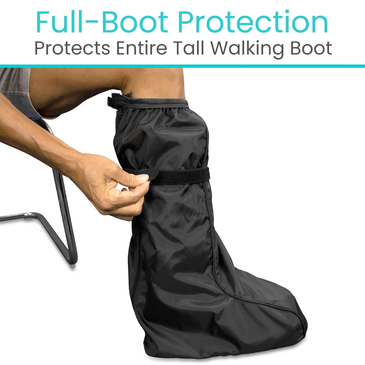 Vive Tall Walking Boot Cover Waterproof - for Medical Orthopedic Brace & Cast, Fractured Foot Accessories - Prevents Moisture, for Outdoor, Rain, Snow Protection - Non-Slip, Adjustable (Large)