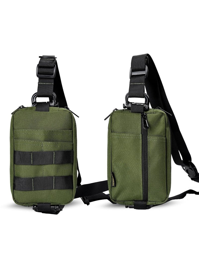 VIPERADE CHS2 Small EDC Sling Bag, Tactical Fanny Pack for Men, Molle Pouch Crossbody Backpack with Adjustable Shoulder Strap, Utility Chest Pouch Bag for Hiking/Traveling/Bush-Craft (Green)