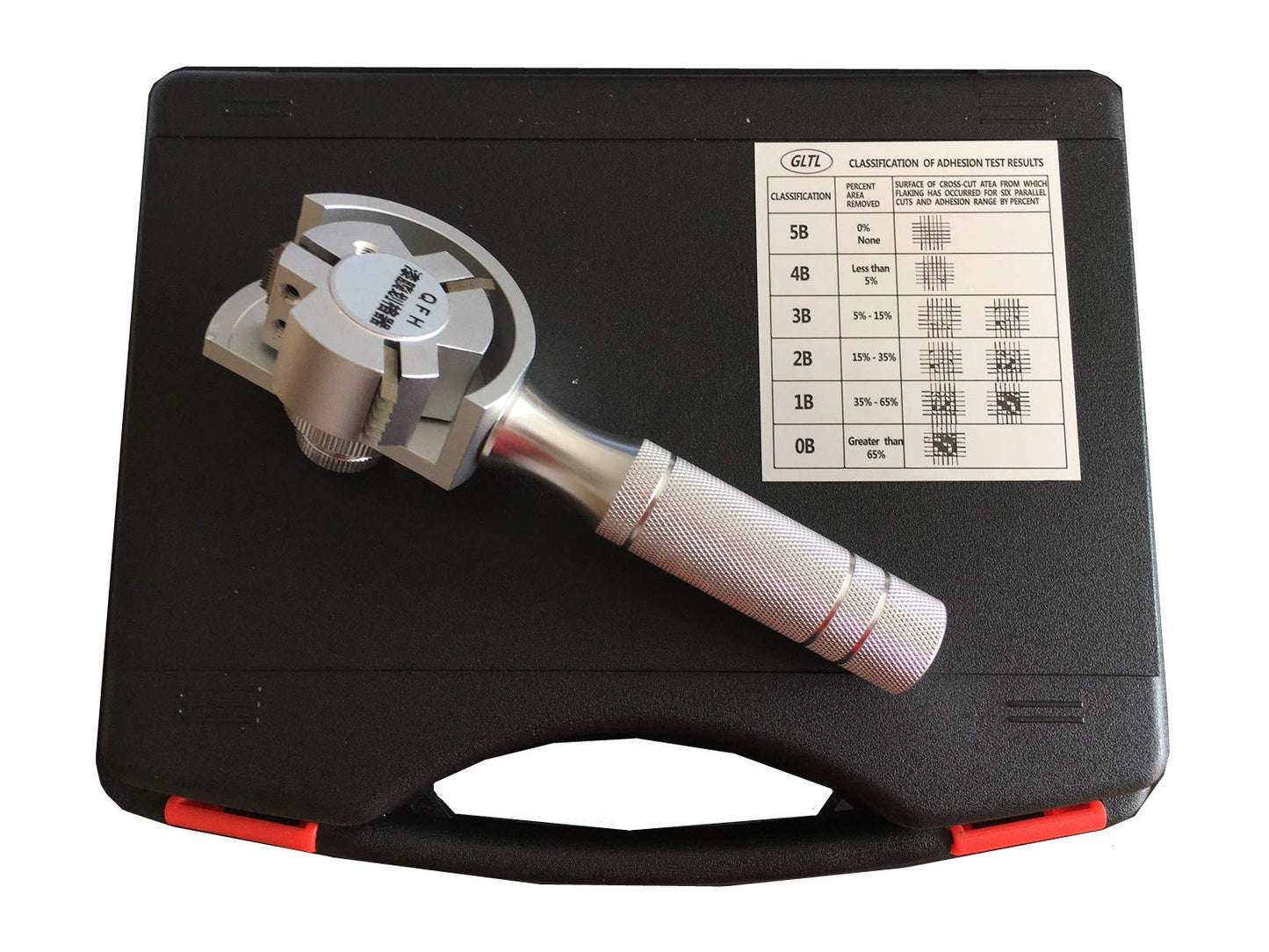 Cross Hatch Adhesion Tester Kit with Rotating 3-Blade Head & Test Result Chart - Precision Tool for Paint, Coating, Plating, Spray Finish Surfaces