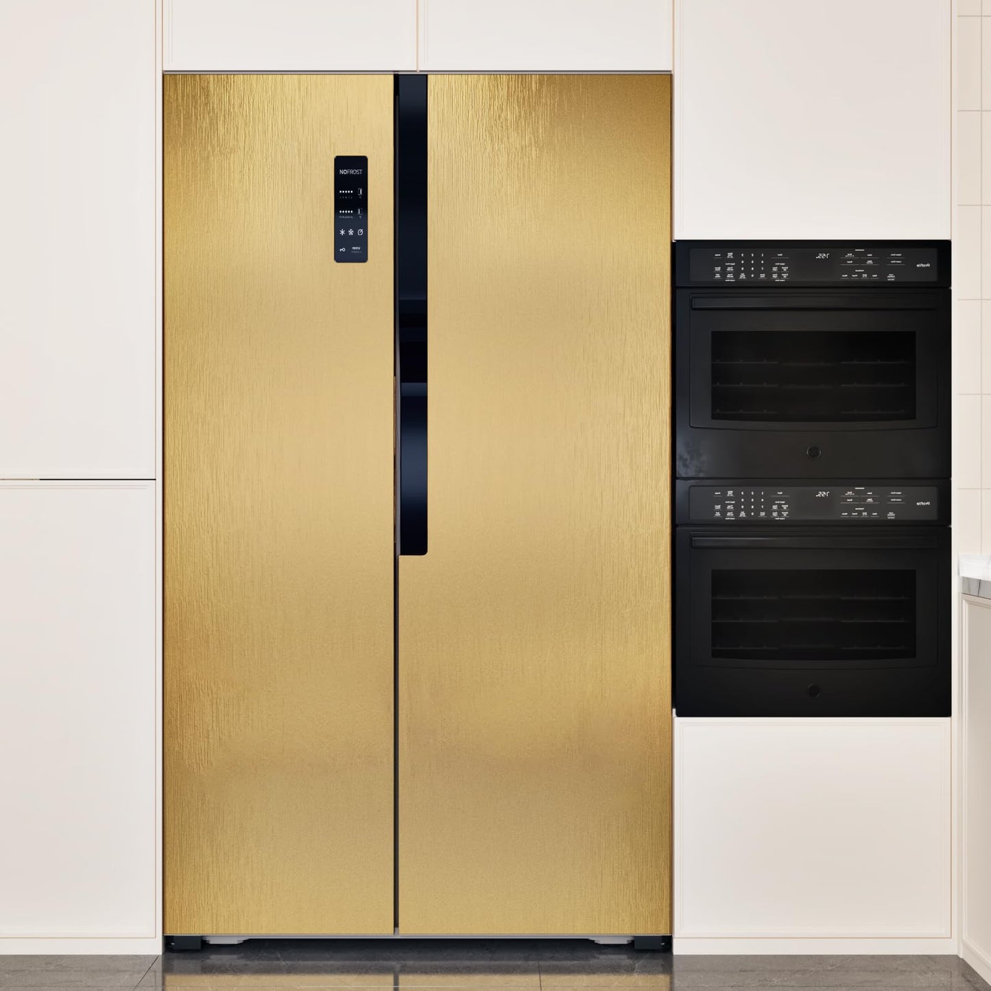 WESTICK Stainless Steel Gold Contact Paper Removable Metallic Gold Wallpaper Peel and Stick Brushed Golden Contact Paper Stainless Steel Vinyl Fridge Wrap for Appliances Cabinets Countertops 15.8"x80"