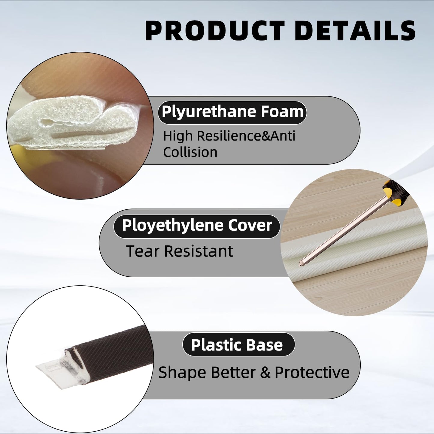 1 Pack*19.6 Ft Self-Adhesive V Shape Foam Window Weather Stripping Door Seal Insulation Strip for Winter, Soundproof Exterior Front Frame Gap Filler, Draft Stopper Tape Noise Light Blocker (White)