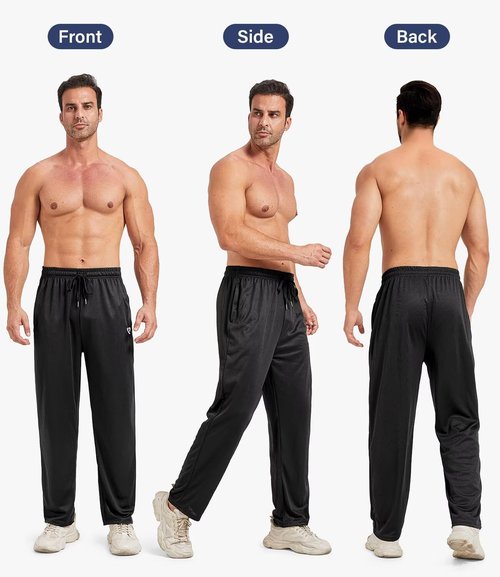 Lomsoe 5 Pack Men's Sweatpants - Open Bottom Joggers with Zip Pockets | Loose Fit Athletic Pants for Running & Casual Wear
