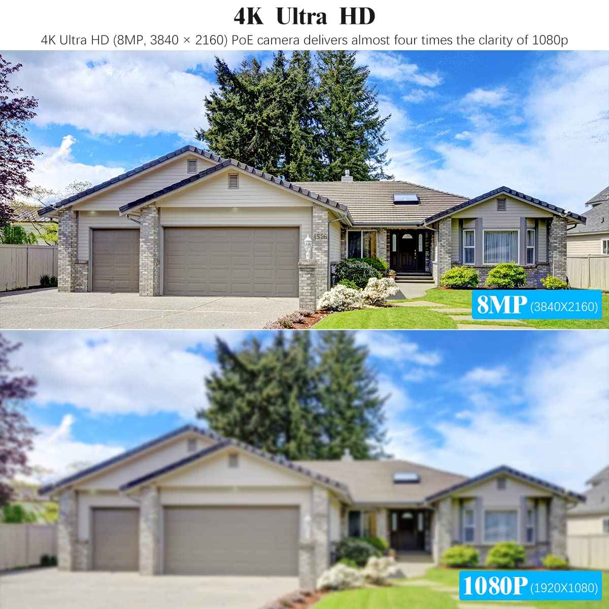 OOSSXX Black 4K IP 8MP PIR POE Extend Camera Outdoor Indoor Video Surveillance Security Waterproof Wired POE Camera