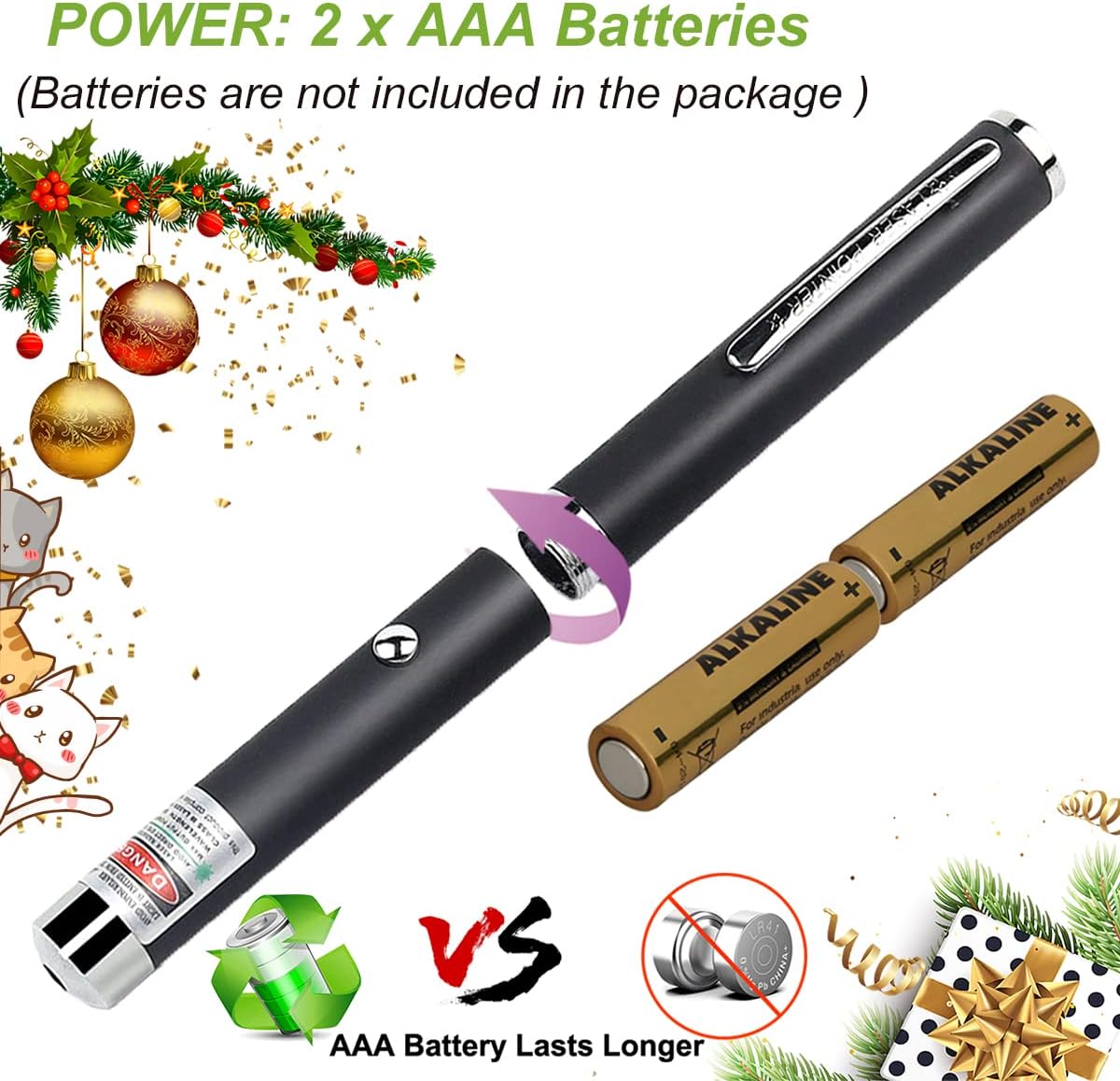 XIMIBI Laser Pointer for Cats & Dogs - 3 Pack Indoor Training Toys for Kittens & Pets
