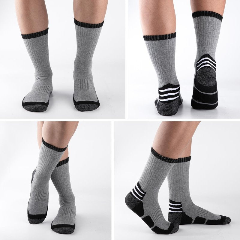COOVAN Mens Cotton Crew Socks Moisture Wicking Cushioned Athletic Heavy Duty Work Boot Socks 6 Pairs