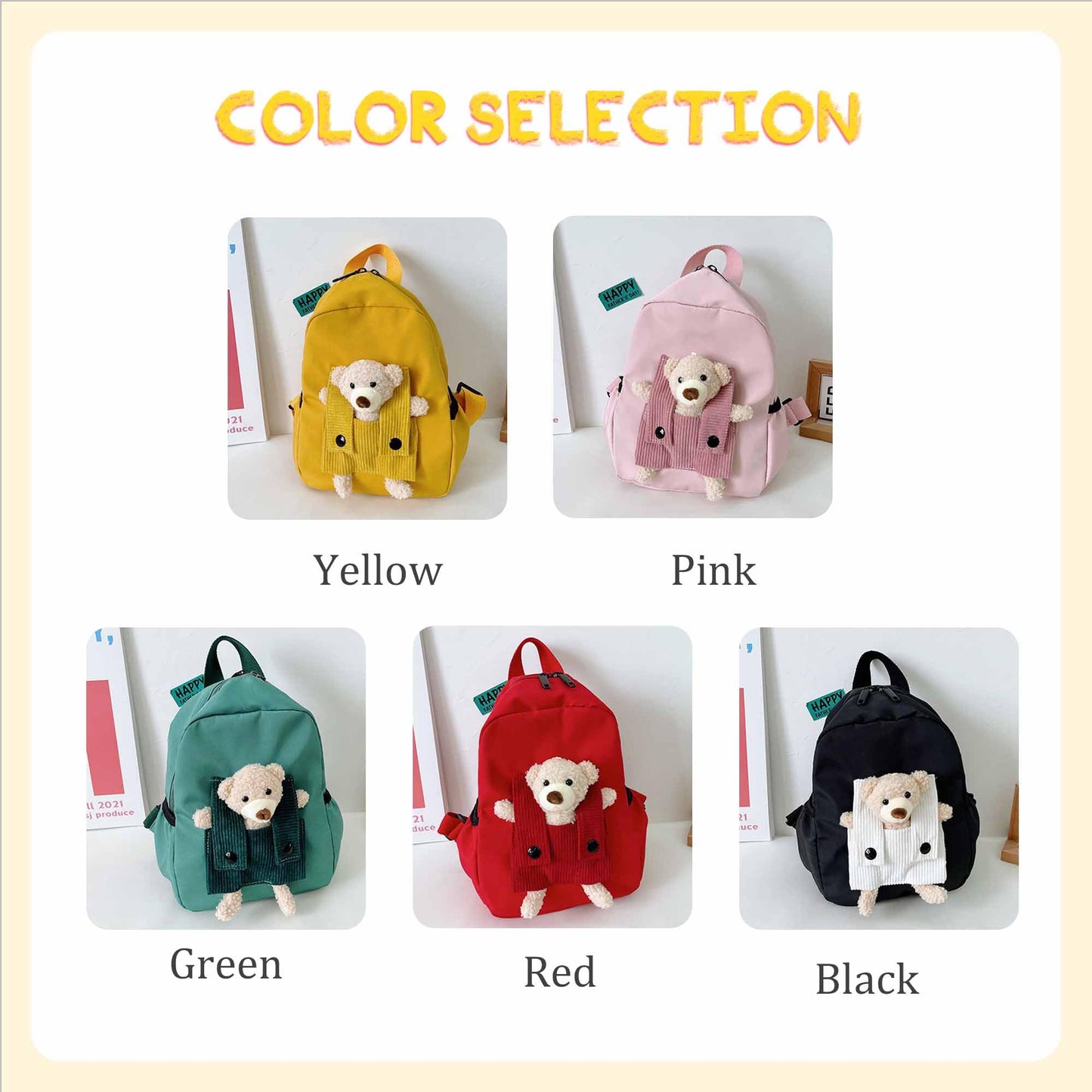 Personalized Little Bear Backpack for Girls Boys with Embroidery Name, Cute Custom Toddler School Bag with Detachable Bear, Pink Backpack for Kids, Back to School Bag, Birthday Gift, Christmas Gift