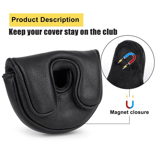 Golf Headcovers Golf Club Head Covers Elegant Embroidery Premium Leather Driver Headcovers May The Course Be with You Fairway Wood Head Cover Hybrid Covers Putter Covers (for OZ1 Mallet Putter(1pcs))