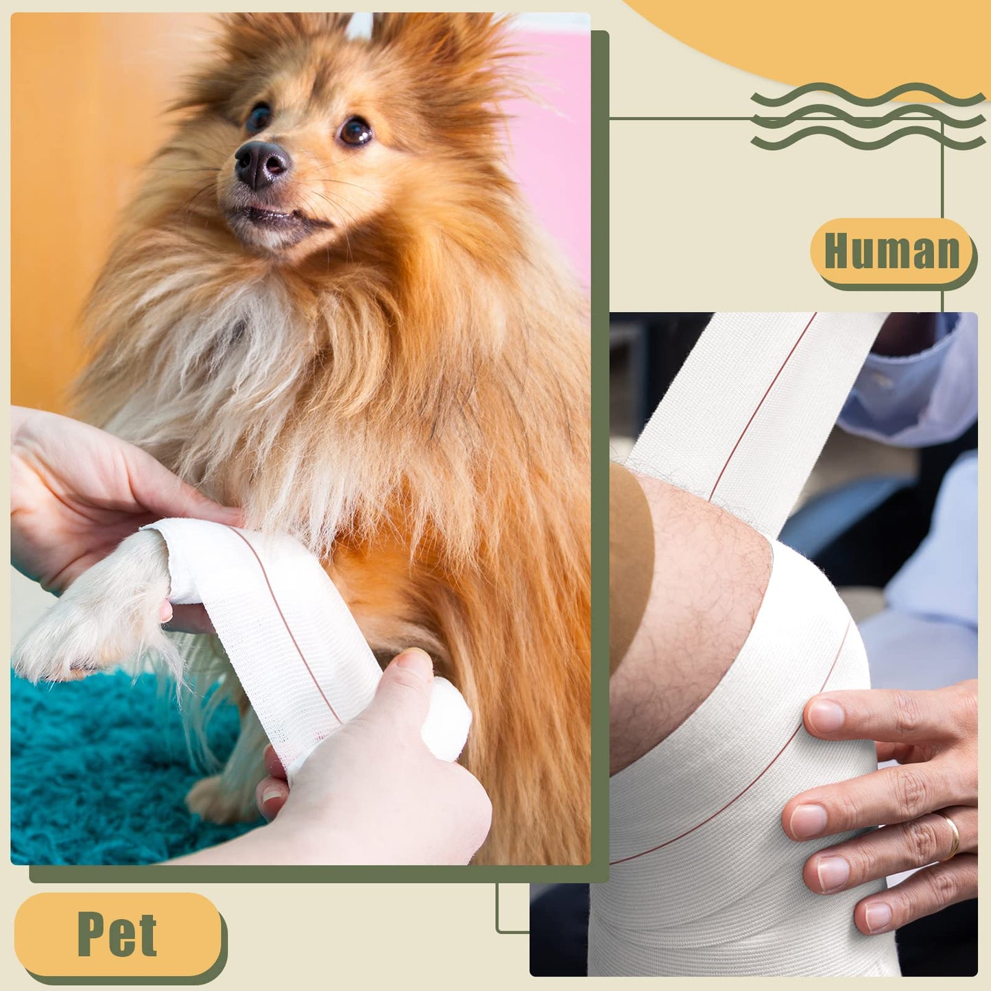 Nuanchu 2 Rolls Adhesive Elastic Tape Bandage Wrap Flexible Stretch Bandages for Sports Ankle, Knee and Wrist Pet Vet Horses Wrap(2 Inch Wide,White)