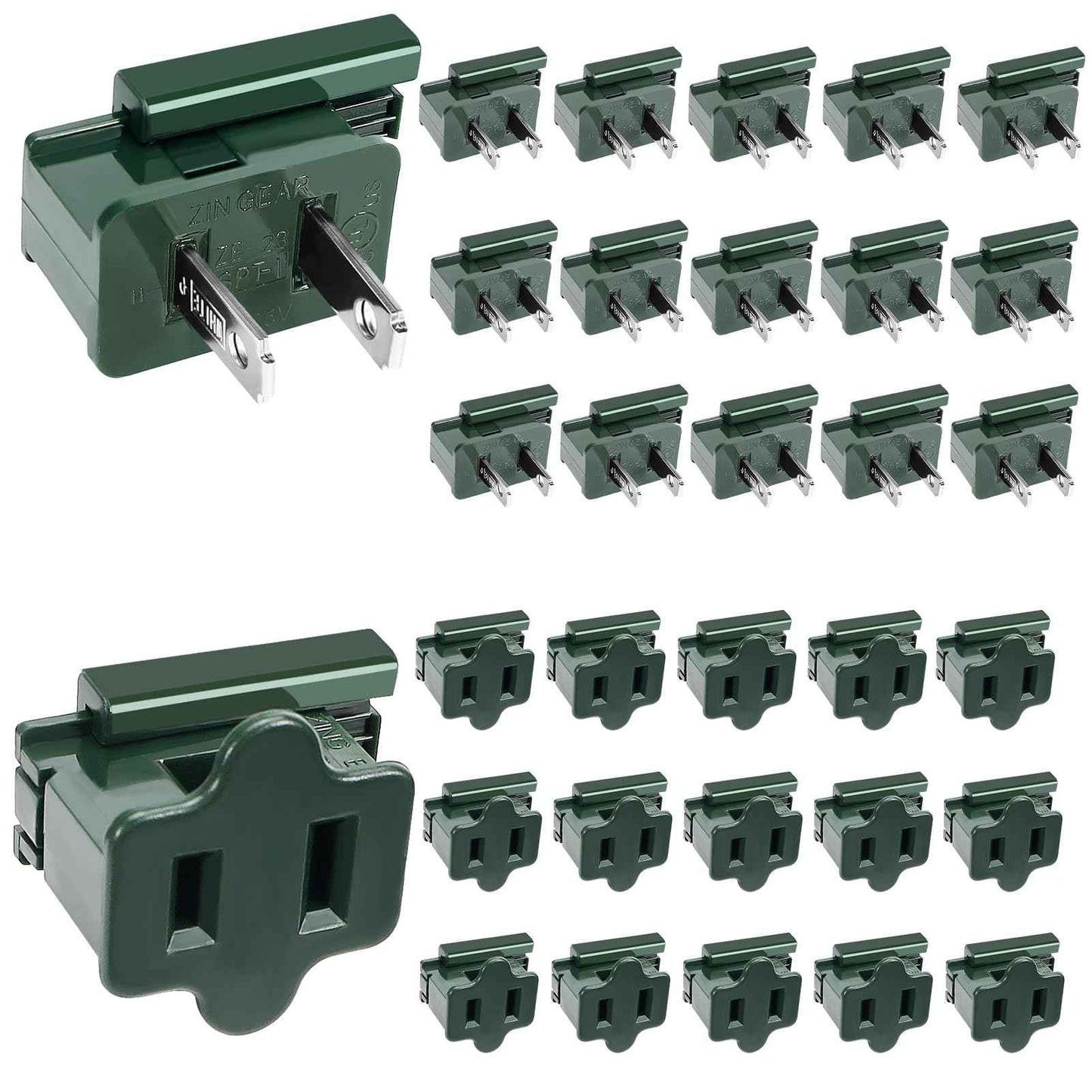 30PCS SPT-1 Christmas Female and Male Light Slip Plug Electrical Vampire Plug Zip 15 Male and 15 Female Gilbert Plugs Set, Christmas Light Plugs Ends for Outdoor Xmas Holiday Party